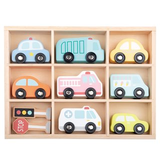 Vehicle set in wooden box